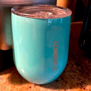 corkcicle wine tumbler 12oz iridescent aqua blue